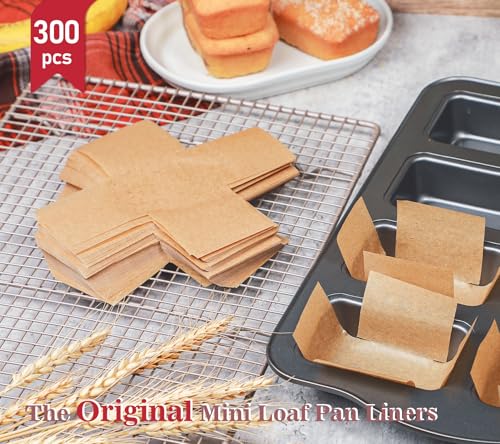 Webake 300pcs Unbleached Parchment Paper Mini Loaf Pan Liners Compatible with Wilton Mini Loaf Pan, Original Precut, Non Toxic Baking Paper for Banana Bread by webake - Used condition - Image 3