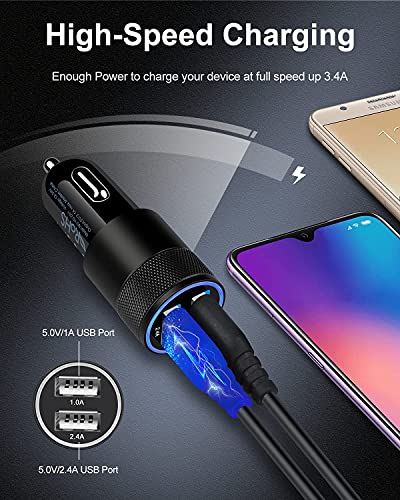 image for AILKIN Car Charger, [2Pack/3.4a] Fast Charge Dual Port USB Cargador Ca