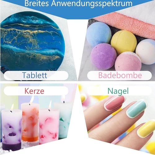 Canollo 10 Mica Pulver 10g, Farbpigmente für Gießpulver, Perlglanz Epoxidharz Farbe metallischer Pulver für Seifenfarbe, Kerze, Schmuckherstellung, Kosmetischer, Nagellack, Badebomben, Malerei