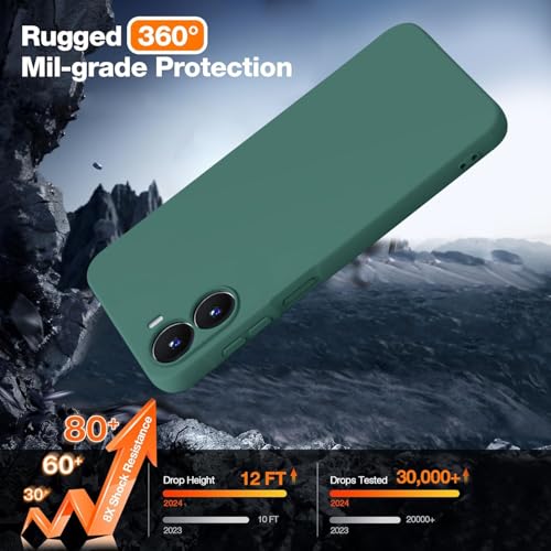 Image of TRUEUPGRADE Compatible with Vivo T2X / Y56 / Y16 (4G) Back Cover Case, Liquid Silicone Cover, Full Body Protective Cover, Shockproof, Anti-Scratch Soft Microfiber Lining - Green