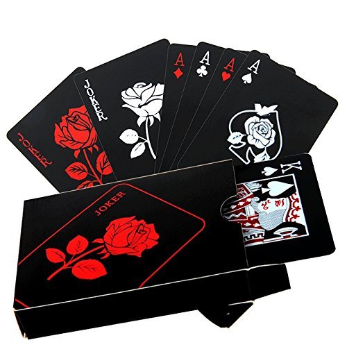 Preisvergleich Produktbild hopewey Schwarze Spielkarten Wasserdichtes Pokerkarten Profi Poker Playing Cards Karte Spielkarte Playing Cards aus Plastik Top Qualität Plastic Poker für Ihr Poker Vergnügen Rose
