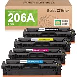 206A Toner Cartridges 4 Pack High Yield with Chip Compatible Replacement for HP 206 A 206X HP206X HP206A for Color LaserJet Pro MFP M283fdw M283cdw M283fdn M282nw M255dw M255nw M283 M282 M255 Printer