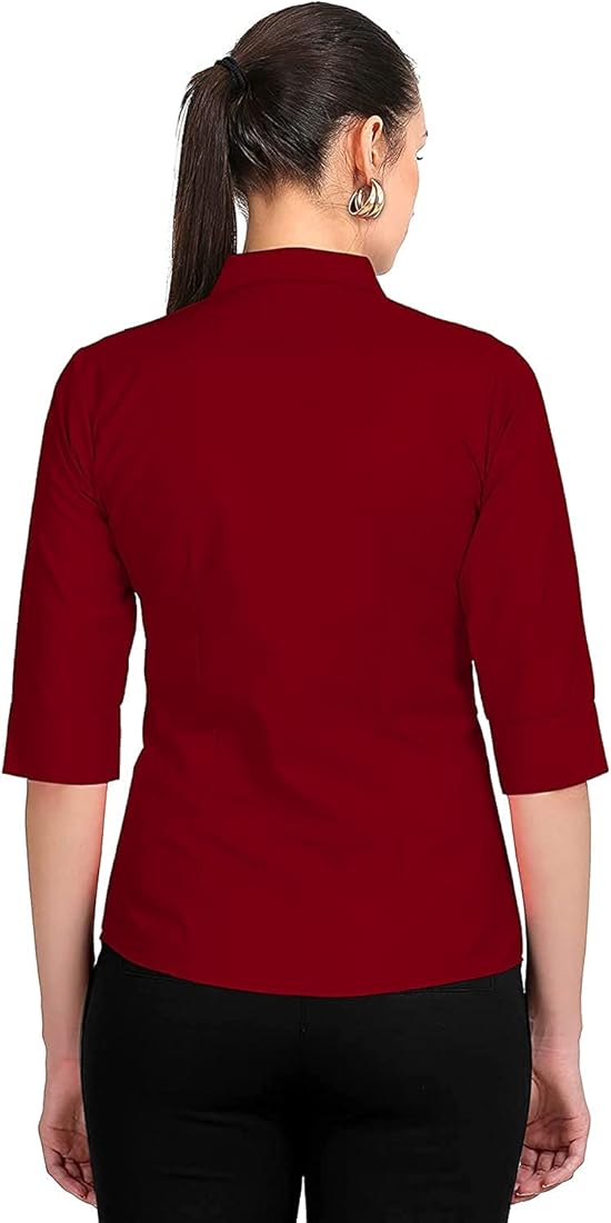 Buy ZX3 Women's Cotton Regular Fit Formal/Casual Shirt (Maroon_XL
