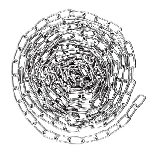 CYEER Edelstahl Kette 4MM Edelstahlkette Meterware 6M Stahlkette Starke Kette Edelstahl Rundstahlkette Metallkette Gliederkette Hängesessel Kette Boxsack Kette Verlängerungskette für Hängesessel