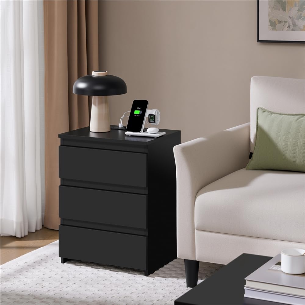 Yaheetech Comodino Camera da Letto Comodino da Notte Ripiano Estraibile Tavolino da Divano