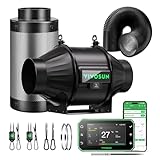 VIVOSUN Smart Rohrventilator 100mm/Abluftset AeroZesh T4 Pro mit GrowHub E42A+, Temperatur- & Feuchtigkeitsregler, WiFi/App-Fernsteuerung mit Aktivkohlefilter, Abluftschlauch für Growzelte Hydroponik