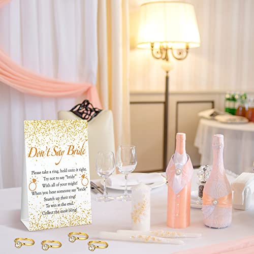 Geosar Ring Game Put a Ring on It Bridal Shower Games with Rings Dont Say Bride Game Rules and 60 Plastic Rings Bridal Shower Favors for Guests Wedding Shower Games(Gold, Confetti) - Thumbnail 7