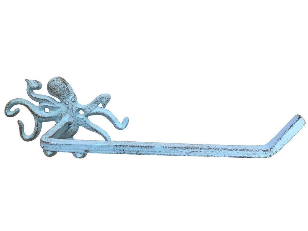 Image secondaire de Porte-Papier Toilette en Fonte Pieuvre Bleu Clair - Décoration Nautique