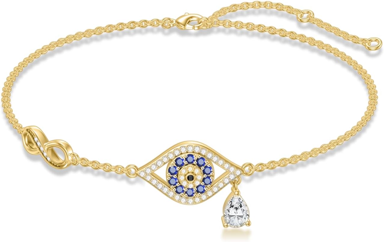 Evil Eye Bracelet for Women 925 Sterling Silver Infinity Bracelet Evil Eye Protection Jewelry Gift for Birthday Christmas