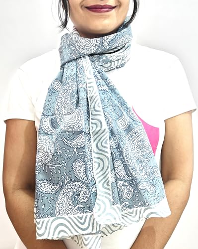 Rastogi Handicrafts Cotton Scarfs For Women’s Apparel Fabric Hand Block Printed 70x20 Inch Mini Stoll For Girls (Scarfs-17)2