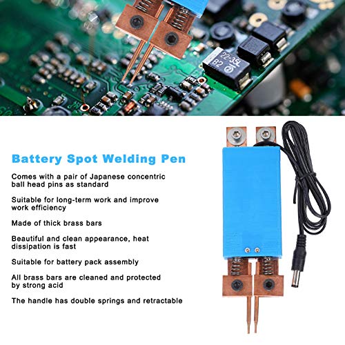 DIY Spot Welding Pen Handheld Spot Welder Pen Lightweight Blue Large Sparks Has Double Springs with ABS Brass - Image 2