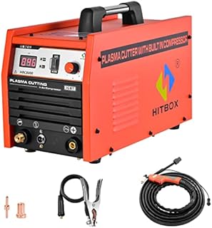 HITBOX 40 Amp Plasma Cutter with Built-In Air Compressor 220V Digital Inverter IGBT Clean Cut Plasma Cutting Machine HBC8000PRO