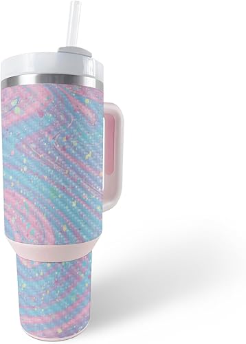 Vista 11 de MightySkins - Funda de fibra de carbono compatible con vaso Stanley The Quencher H2.0 FlowState de 40 onzas, algodón de azúcar, acabado de fibra