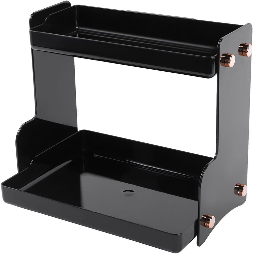 Cologne Organizer for Men 2 Tier Black – Large Perfume Stand & Watch Display, Non-Slip Dresser Storage Tray for Fragrance, Accessories, Bedroom, Bathroom mens vanity organizer
