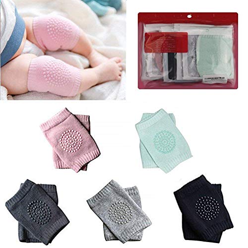 Baby Crawling Anti Slip High Elastic Sponge Knee Pads - 5 Pairs
