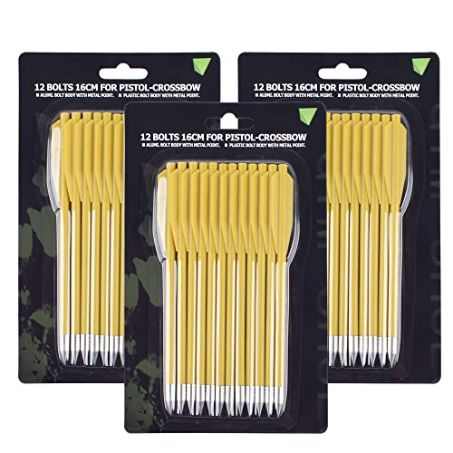 Crossbow Bolts 50-80Lbs Mini Crossbow Target Arrows Mud Yellow Archery Pistol Fishing Hunting 6.3" Steel Tips Hunting Target Practice Plinking 36 Pcs #TOP13