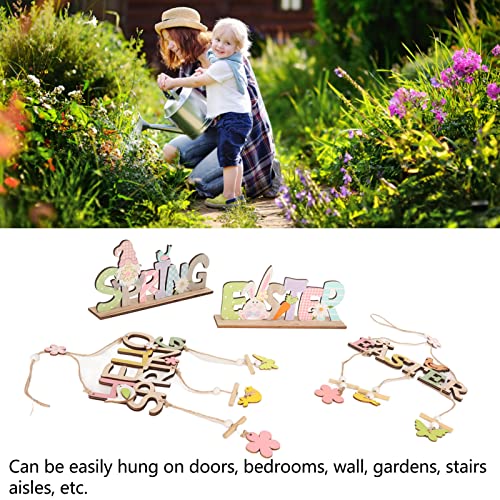 4Pcs Easter Hanging Ornaments, Rustic Style Multi Color Gifts For Home Garden Decoration #TOP3