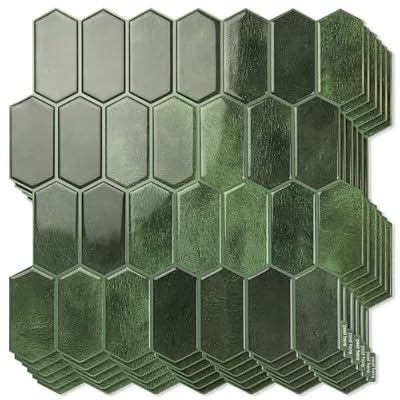 Art3d 10-Sheet Heavy-Duty Peel and Stick Backsplash, Self-Adhesive Vinyl Wall Tiles for Kitchen Countertop Bathroom, Green