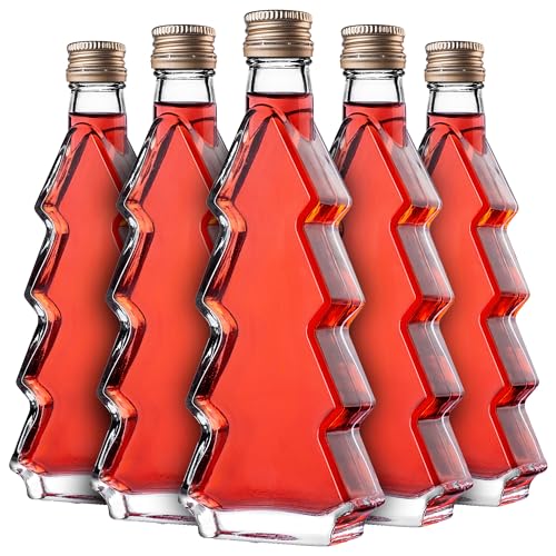 KADAX 5er Set Glasflaschen 200ml mit Schraubverschluss – Leere kleine Flaschen zum Befüllen für Likör, Schnaps, Öl, Essig & Sirup… – Ansicht 1
