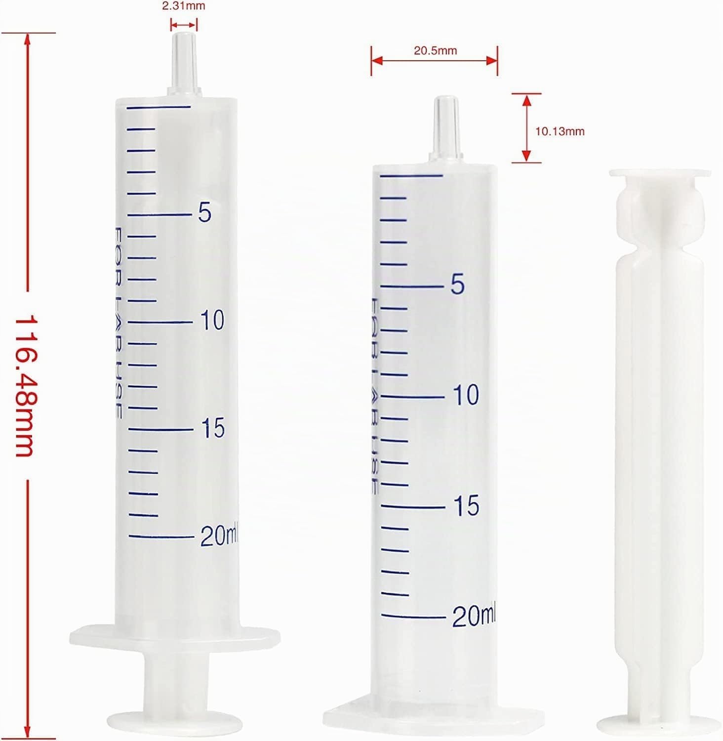 50 pcs 20mL Jeringas, Jeringas de Laboratorio de Plástico sin aguja, Jeringa de Alimentación, Jeringa para Líquidos, apto para Laboratorio Científico, Medición, Dispensación