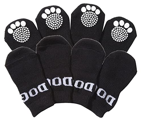 Pet Life Anti-Slippage Dog Socks - Pet Socks with Rubberized Micro Grips for Premium Traction - Set of 4 Socks for Dogs