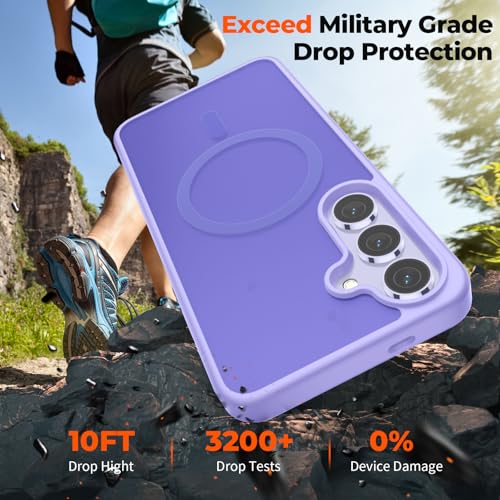 Image of SUPFINE Magnetic for Samsung Galaxy S24 Plus Case / S25 Plus Case with Screen Protector, (Built-in Magnets) (Military Grade Drop Protection) Slim Translucent Shockproof Phone Case,Purple