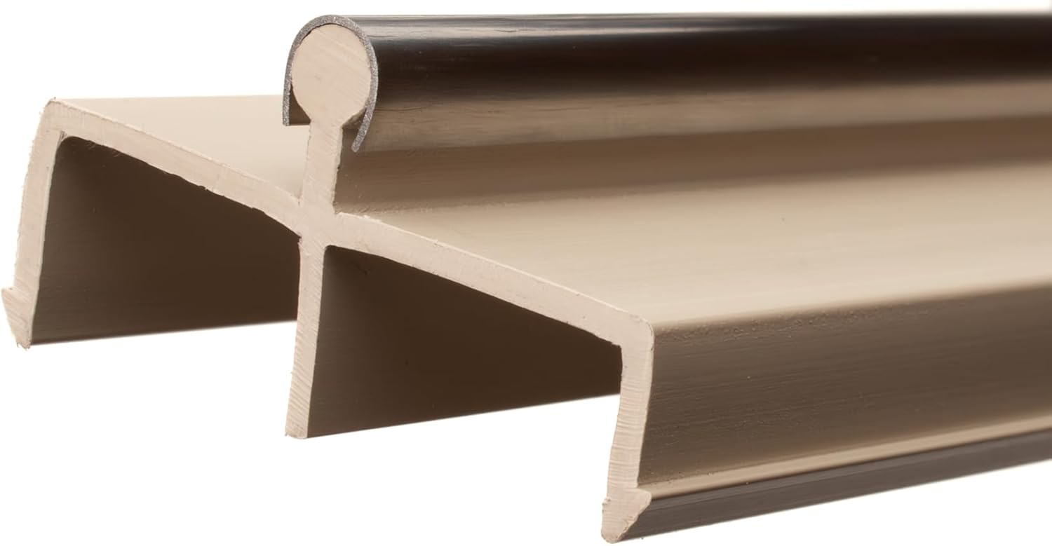 CWH Premium American Made Vinyl Sliding Door Track Tan 6ft, (72"), 1 Pack - Sliding Door Replacement Track, Bottom Rail and Rail Cover for Glass Patio Doors, with Heavy Duty Stainless Steel Cover
