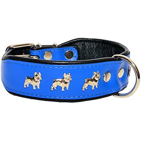 Zooleszcz Handmade Blue/Black Leather Dog Collar Cover