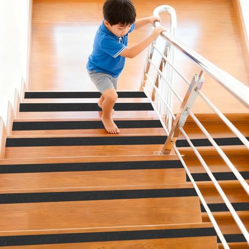 Image of Black Anti-Slip Stair Treads Tape,2 inch x35FT Heavy Duty PVC Non-Skid Grip Tape for Wooden Steps, Indoor /Outdoor Stairs, Pool Decks - Peel & Stick Waterproof Safety Traction