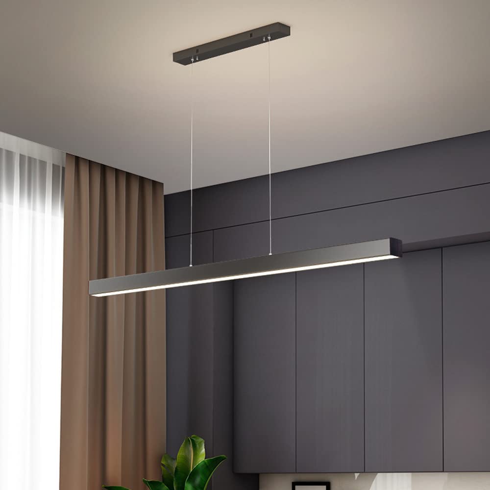 Lampada a sospensione a LED dimmerabile, lampadario lineare minimalista con telecomando, lampada a sospensione moderna a soffitto, tavolo da biliardo sala da pranzo lampadari ad isola cucina