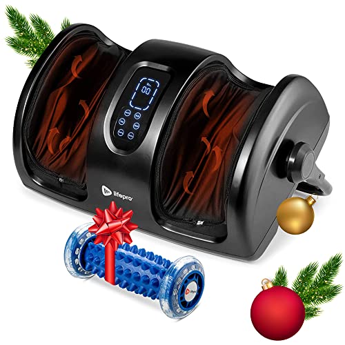 LifePro Foot Massager Machine for Foot Pain Relief with Heat - Shiatsu Foot Massager with Foot Roller for Plantar Fasciitis and Neuropathy - Calf Massager & Foot Roller for Home Rehab Therapy (Black)