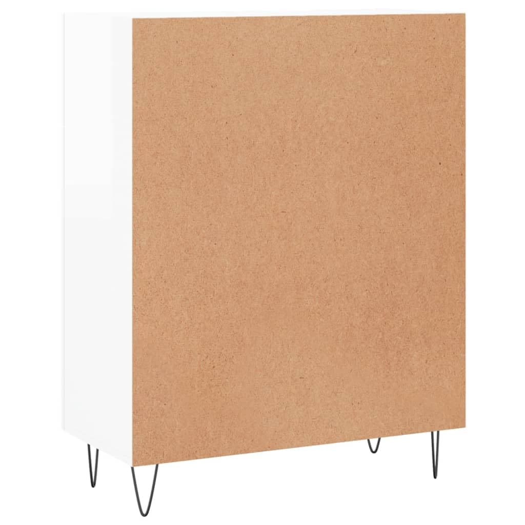 Kredens biały o wysokim połysku, 69,5 x 34 x 90 cm, materiał drewnopochodny, nowoczesny, stabilny, do salonu, jadalni, korytarza, wszechstronne miejsce do przechowywania