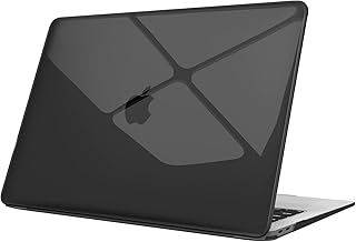 FINTIE Case Compatible with MacBook Air 13 M1 (A2337) / MacBook Air 13 2020 2019 2018 (A1932 / A2179) – Hard Protective Case Cover in Crystal Black Plastic