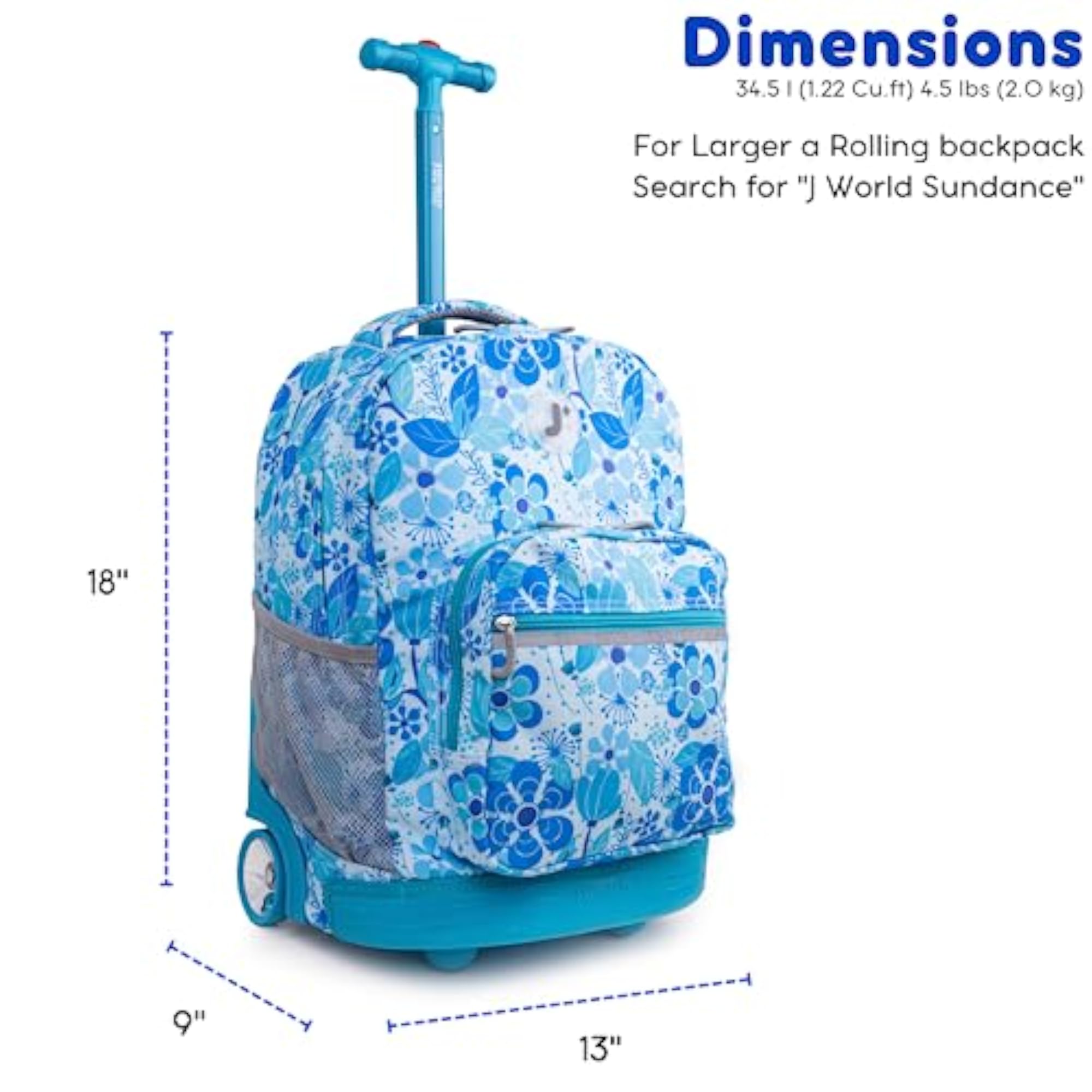 Sunrise Rolling Backpack - 18" (Blue Vine)