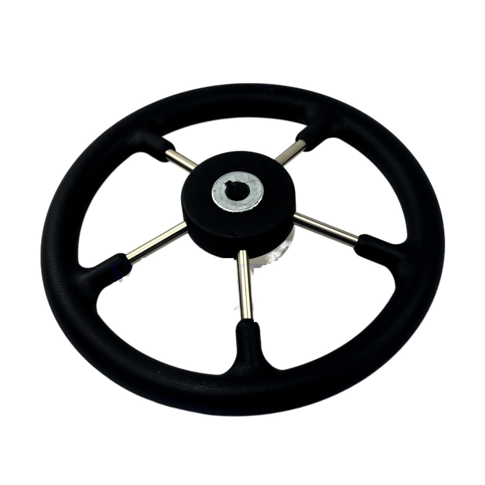 ZGYDNM Ship Steering Wheel 13-1 2 quot Boat Stainless Steel Steering Wheel with Polyurethane Foam Black 3 4 Quot Shaft Boat Accessories Marine Comfortable