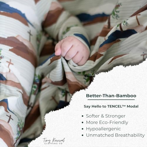 Tiny Revival Baby Zipper Pajamas Sleepers–Hypoallergenic, Newborn to Toddler, Tencel Modal, Soft–Bible Clothing4