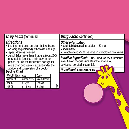 Pepto Kid's Chewable Tablets for Heartburn, Acid Indigestion, Sour Stomach, and Upset Stomach, Bubblegum Flavor, 72 Total (3 Packs of 24) - Thumbnail 2