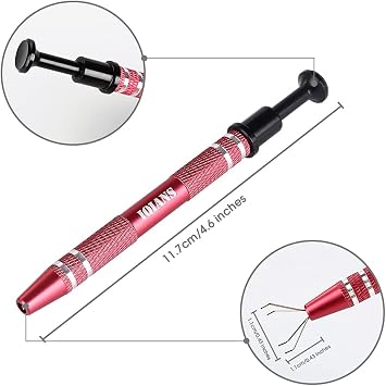 Diamond Holder Terp Pearl Cotton Claw Grabber Tool Stainless Steel 4 Prongs Pick up Tool Grabber Gem Tweezers for Jewelry Making Accessory, IC Chip, Electronic Components, Nails Clamping Red