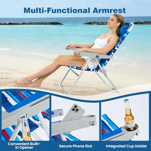 Image of SUNNYFEEL Tall Beach Chair for Adults, High Back High Seat Folding Chairs
