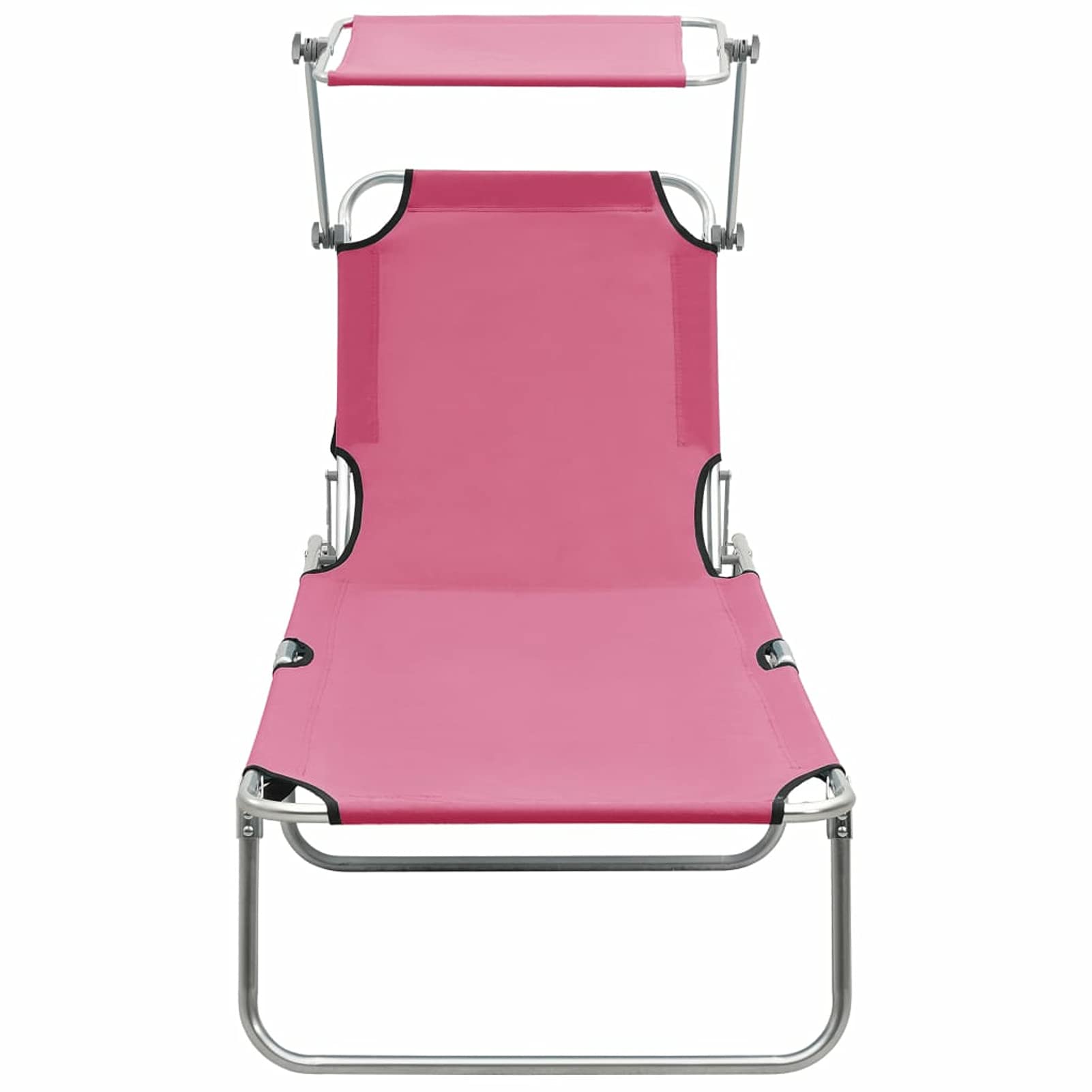 ZEYUAN Klappbare Sonnenliege mit Dach, Balkonliege, Gartenliege, Sonnenbett Outdoor, Gartenliegestühle, Freizeitliege, Strandliege, Gartenmöbel, Himmelsliege, Stahl Magento Rosa