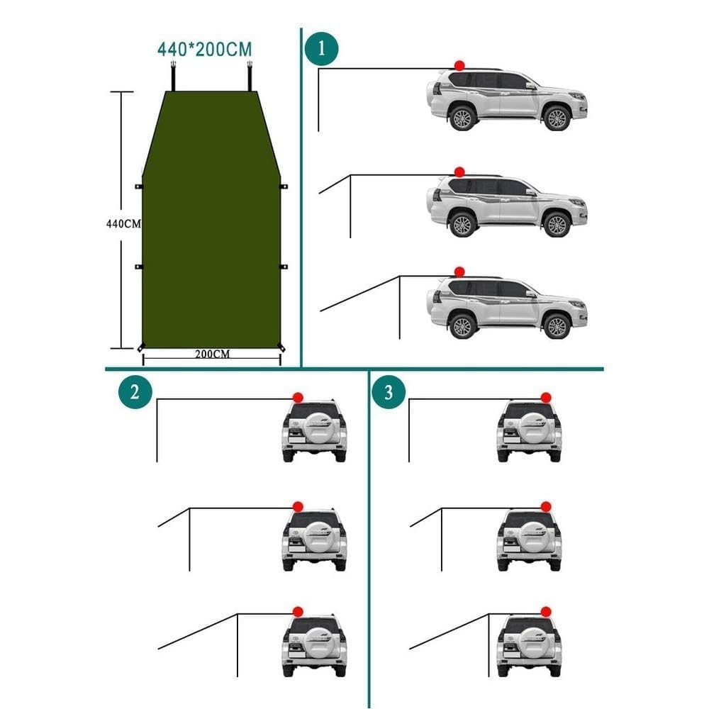 Fay Bless Toldo Camping Impermeable Lona Suelo Protector Aolar Anti-Viento Toldos para Playa Tienda Hamaca Acampada Refugio Al Aire Libre (Army Green,440 * 200cm)