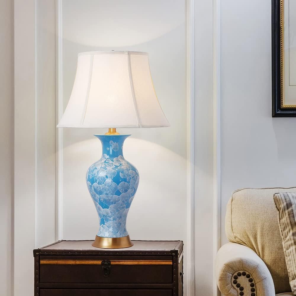 Ceramiczna Minimalistyczna Lampa Stołowa W Wazonie, Lampka Nocna W Stylu Rustykalnym, Klosz Z Tkaniny W Kształcie Dzwonka, Chińska Porcelanowa Lampa Stołowa E27, Do Salonu