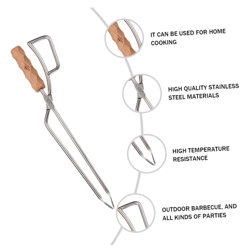 Pinza para Leña con Mango de Acero Inoxidable para Barbacoa al Aire Pinza para Carbón Artesanía Fina