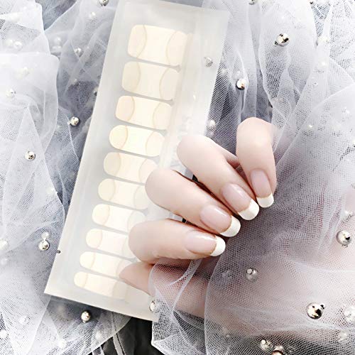 LIHI Color Lab 22PCS (2 Trail Samples)Adhesion Nail Art Transfer Decals Sticker French Series DIY Nail Polish Strips,Nail Wraps, 100% Real Nail Polishï¼ŒS00814 French Bent
