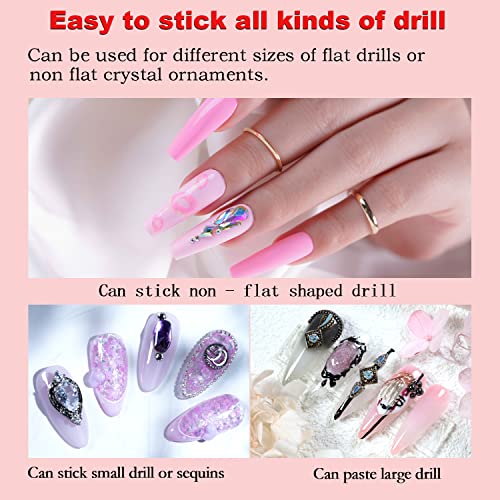 Nail Rhinestone Glue Gel 30G Curing Needed Uv Lamp Nail Gem Glue Super Strong Adhesive Nail Glue Gel For Nail Rhinestones Press On Nails Fake Nails Gems Diamonds Jewelry Gel Decoration With Nail File #TOP7