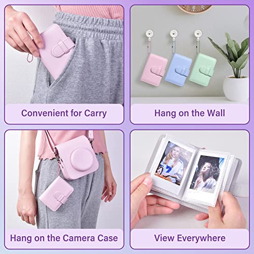 HIYQIN 3 IN 1 - Mini Photo Albums for Fujifilm Instax Mini Film 54x86mm, 2x3 Pocket Size Photo Album for Fujifilm Instax Mini 12 11 9 8 7s 8+ 99 40 90 EVO Liplay - Pink/Green/Blue - Image 5