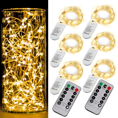 6 Pack Fairy Lights Battery Operated with Timer 2PCS Remote 6.5ft 20LED Warm White Twinkle Lights...