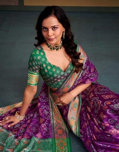 Image of MADHUHANSH Women's Cotton Linen Saree with Unstitched Blouse Piece and Floral Printed Pattern | Women Saree for Special Occasion | Stylish Modern Sarees
