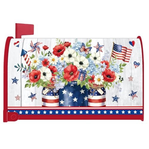 Inisajace 4th of July Mailbox Covers Magnetic American Patriotic 250th Mailbox Cover Decor Standard Size 18 X 21 Post Letter Box Cover Wraps for Outside Garden Yard