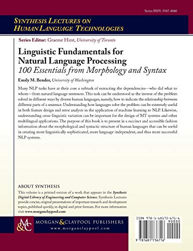 Linguistic Fundamentals For Natural Language Processing: 100 Essentials From Morphology And Syntax (Synthesis Lectures On Human Language Technologies) #TOP1